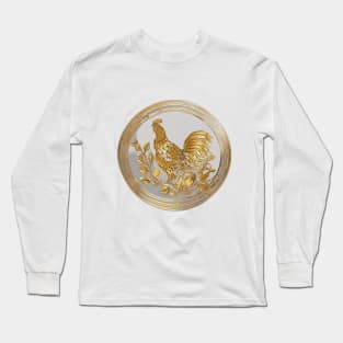 Golden Rooster on Elegant Coin Design No. 589 Long Sleeve T-Shirt